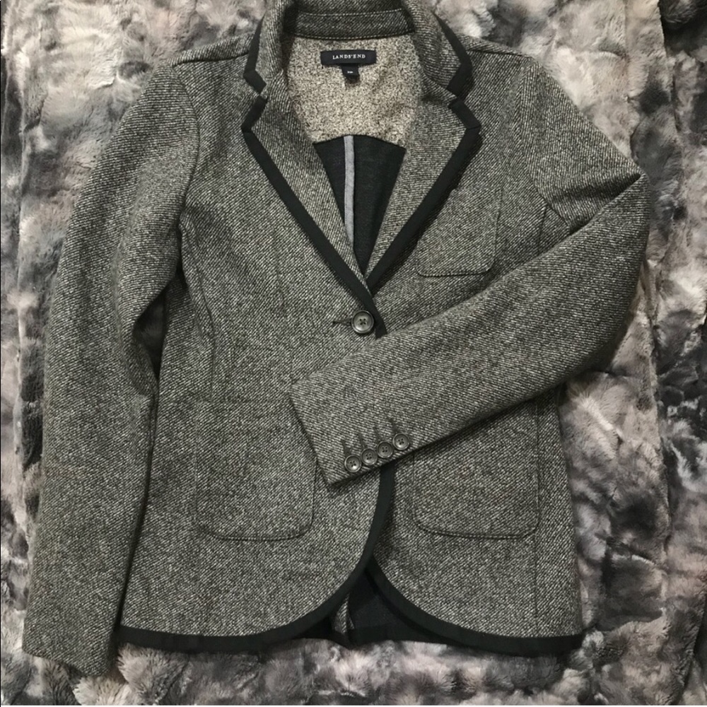 Land's End Grey Twill Blazer
